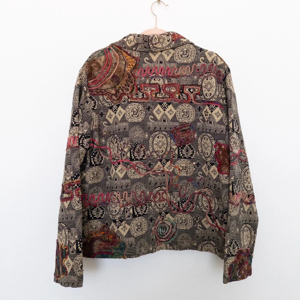 VTG Coldwater Creek Womens Jacket Size 1X‎ Multi Tapestry Boho Artsy Indie Retro